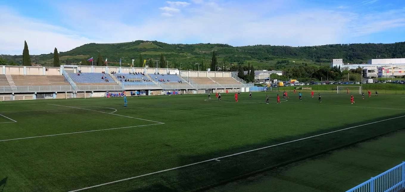 Pitch-level view of the MNK Izola ground today